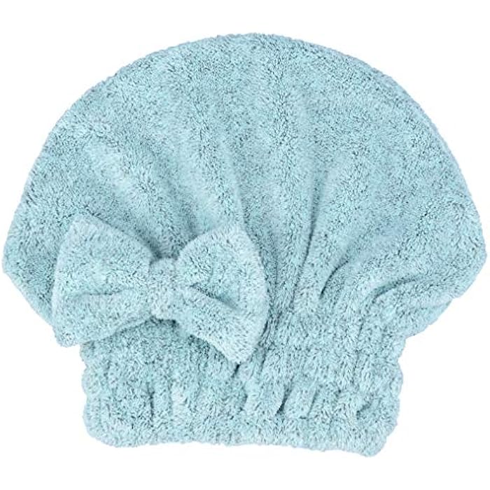 Qiafeiye Microfiber Hair Drying Towel Cap Super Absorbent Quick Dry Magic Hair Turban Wrap for Women Wet Short or Long Curly Thick Girls Hair Anti Frizz Bathroom Essential (Seagreen, 1) - Image 1